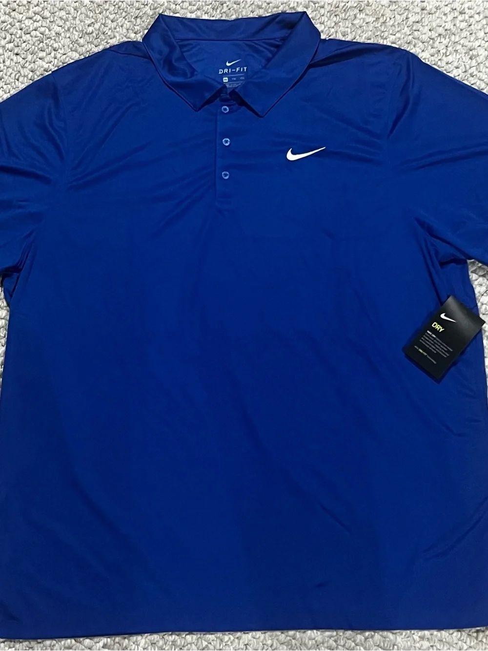 Nike Men's Dri-FIT Polo in Royal Blue with White Swoosh size XXL